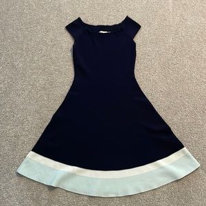 Navy blue knit dress with strip detail